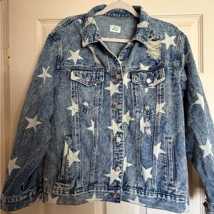 Women’s Star Print Blue Denim Jacket